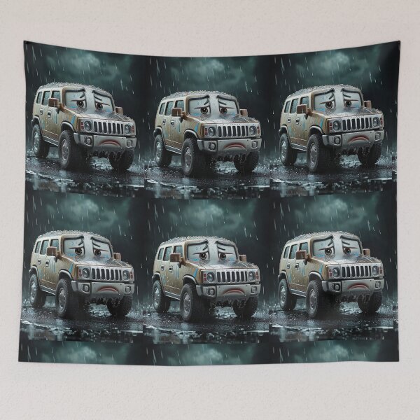 Item preview, Sad Hummer SUV Cartoon Print – Felia Art from Cyber Lemon Collection designed and sold by Felia001.