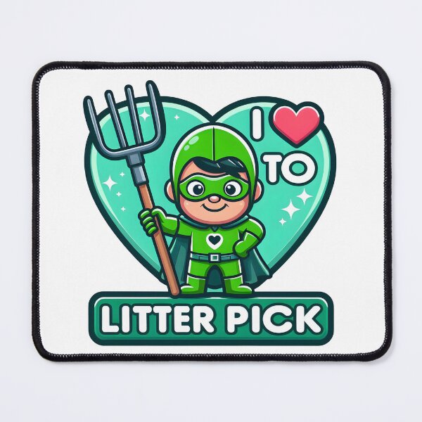 Item preview, Superhero Kid Loves to Litter Pick Cartoon Design. designed and sold by The-T-In-Retro.