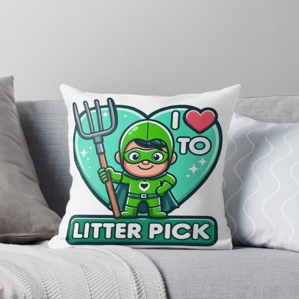 Item preview, Superhero Kid Loves to Litter Pick Cartoon Design. designed and sold by The-T-In-Retro.