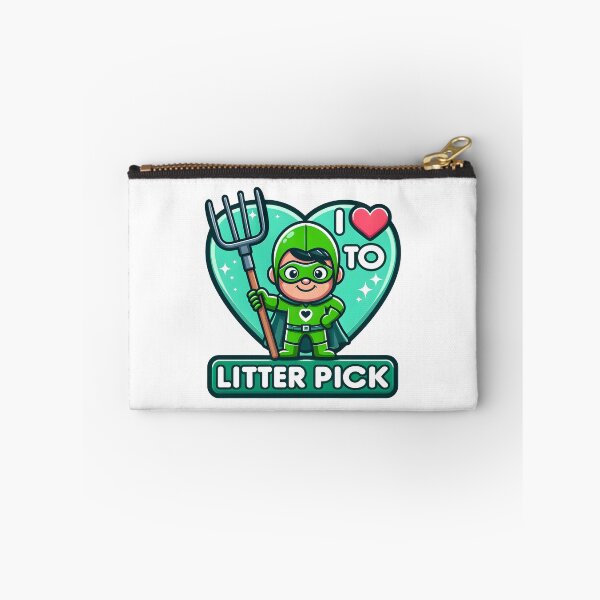 Item preview, Superhero Kid Loves to Litter Pick Cartoon Design. designed and sold by The-T-In-Retro.