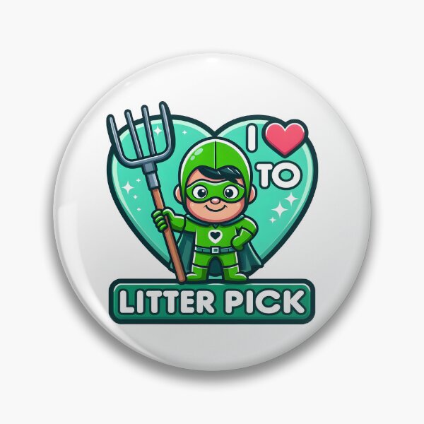 Item preview, Superhero Kid Loves to Litter Pick Cartoon Design. designed and sold by The-T-In-Retro.