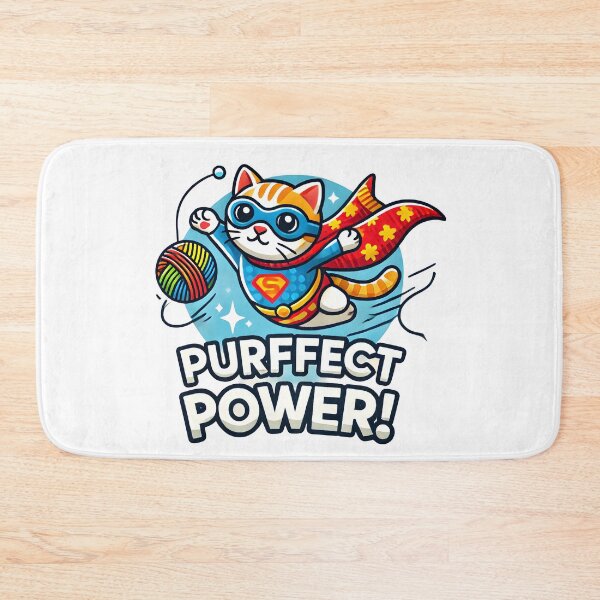 Item preview, Superhero Cat Cartoon Purrfect Power Design. designed and sold by The-T-In-Retro.