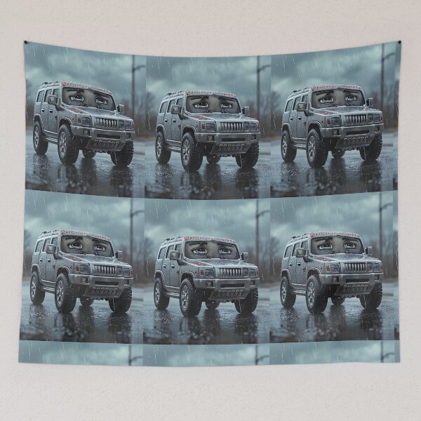Item preview, Sad Hummer SUV Cartoon Print – Felia Art from Cyber Lemon Collection designed and sold by Felia001.
