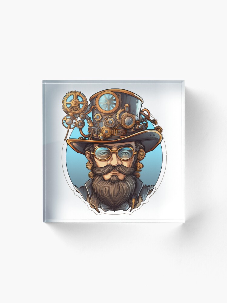 Thumbnail 1 of 5, Acrylic Block, Steampunk Clockwork Master Inventor – Vintage Engineer designed and sold by RBCreates.