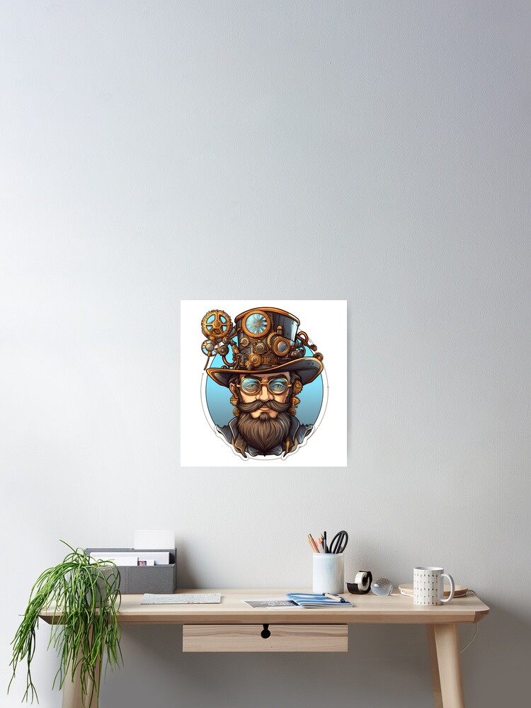Thumbnail 2 of 3, Poster, Steampunk Clockwork Master Inventor – Vintage Engineer designed and sold by RBCreates.