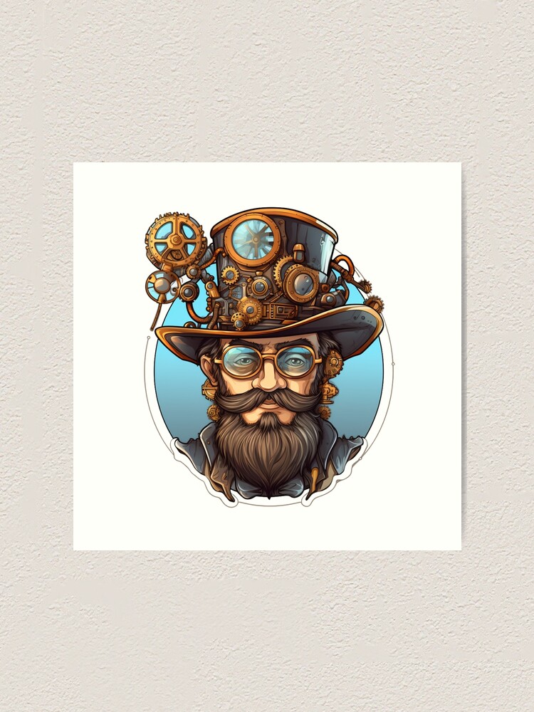 Thumbnail 1 of 3, Art Print, Steampunk Clockwork Master Inventor – Vintage Engineer designed and sold by RBCreates.