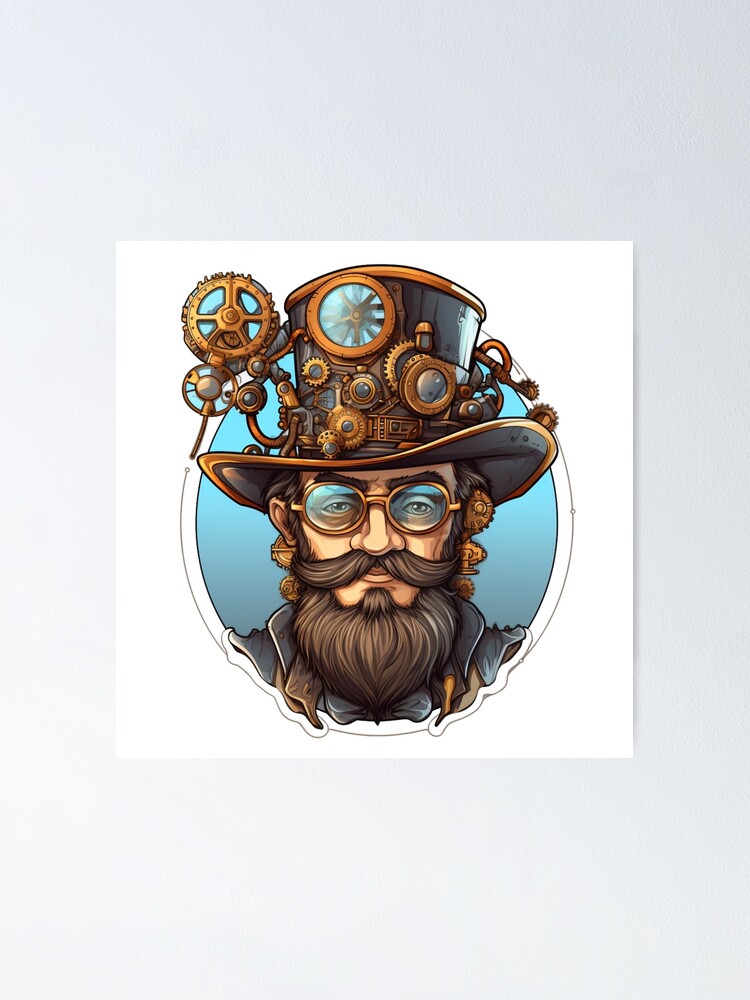 Thumbnail 1 of 3, Poster, Steampunk Clockwork Master Inventor – Vintage Engineer designed and sold by RBCreates.