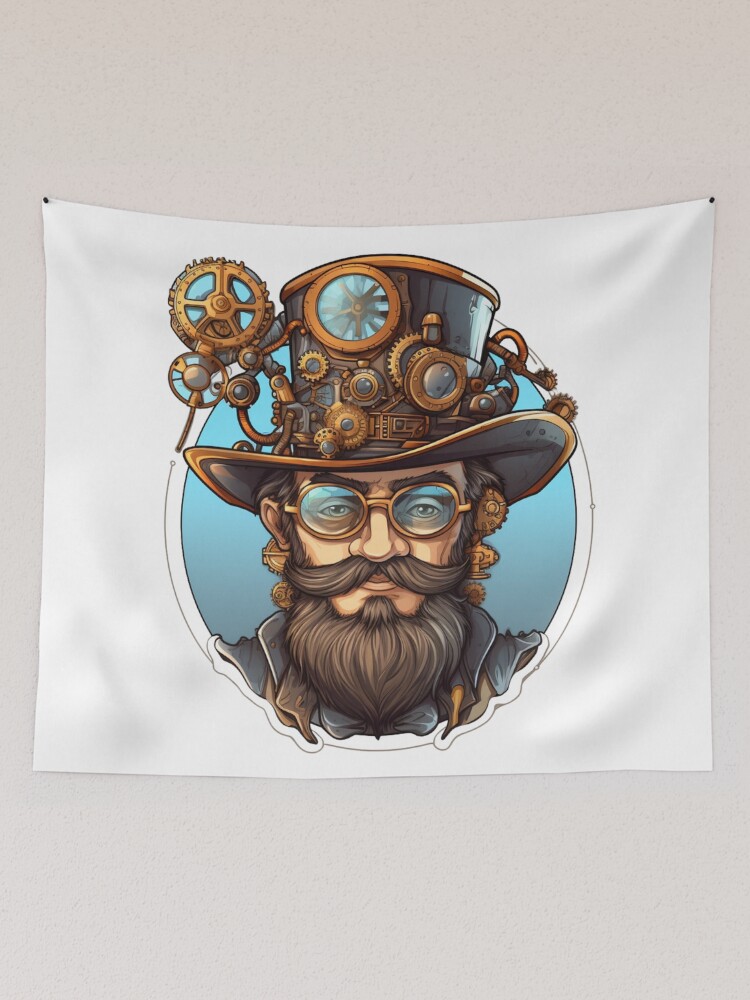 Thumbnail 2 of 3, Tapestry, Steampunk Clockwork Master Inventor – Vintage Engineer designed and sold by RBCreates.