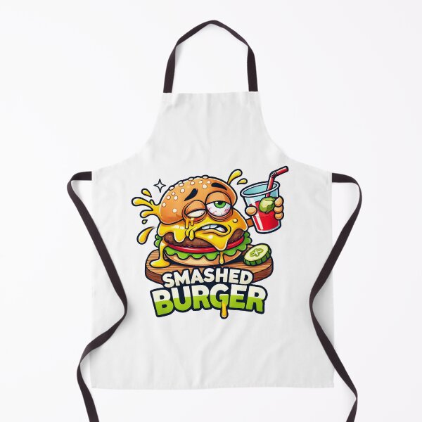 Item preview, Funny Smashed Burger Cartoon Design with Cheese and Drink. designed and sold by The-T-In-Retro.