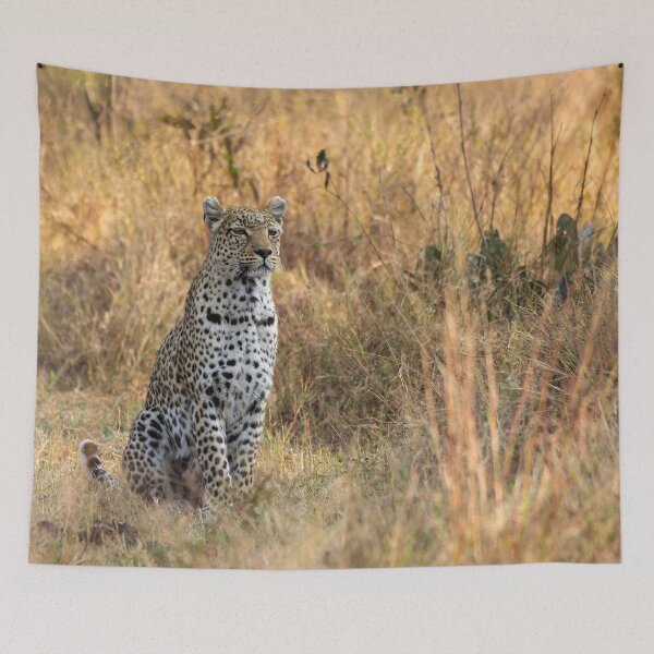 Item preview, Sentinel of the Savanna — Leopard in Golden Grass designed and sold by DavideAntoniani.