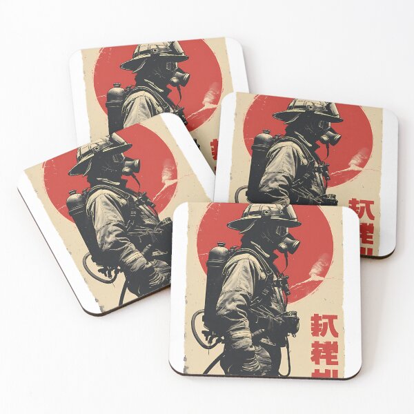 Item preview, Firefighter Courage – Japanese Vintage Style Poster Art designed and sold by Nordo Studio.
