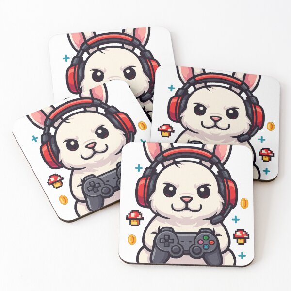 Artikelvorschau, Gamer Bunny - Konsolenspieler, Gaming-Maskottchen-Kunst entworfen und verkauft von E.D.CH designs..