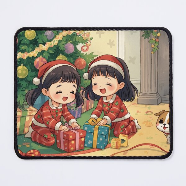 Item preview, Festive Christmas Joy: Kids and Puppy Unwrapping Gifts designed and sold by YAM716.