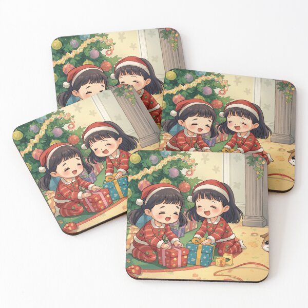 Item preview, Festive Christmas Joy: Kids and Puppy Unwrapping Gifts designed and sold by YAM716.