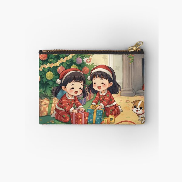 Item preview, Festive Christmas Joy: Kids and Puppy Unwrapping Gifts designed and sold by YAM716.