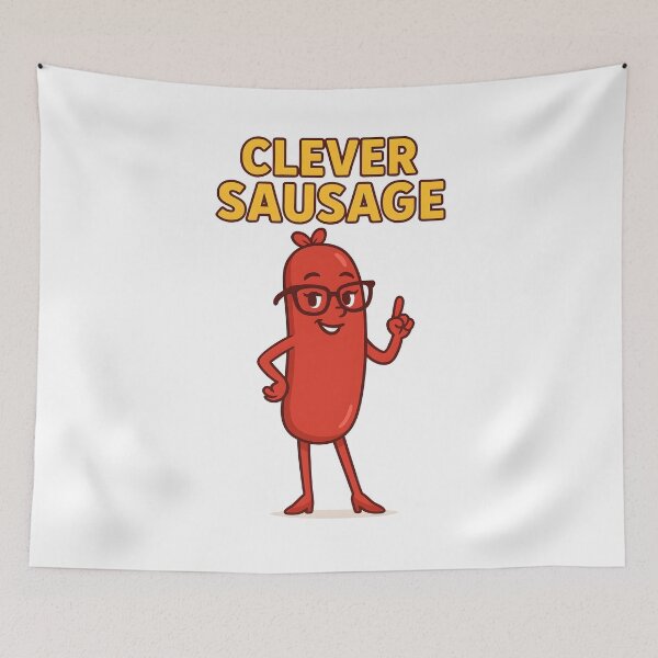 Item preview, Clever Sausage Funny Cartoon Character Design. designed and sold by The-T-In-Retro.