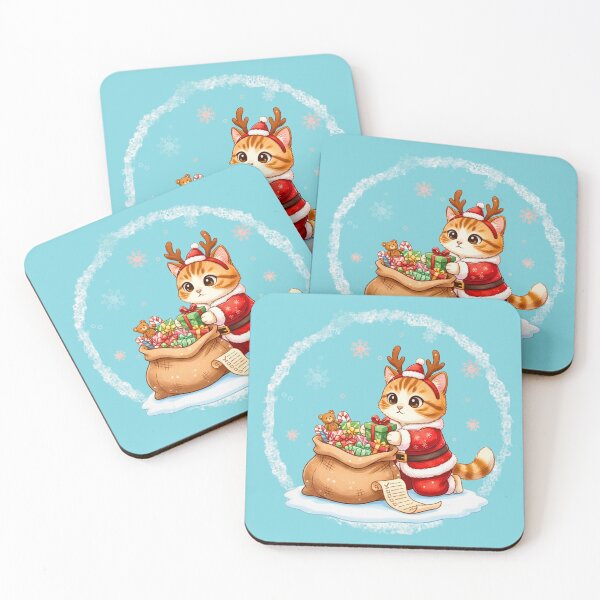 Item preview, Santa's Reindeer Cat Helper | Cute Ginger Kitten Checking the List designed and sold by E-SarnEdge.