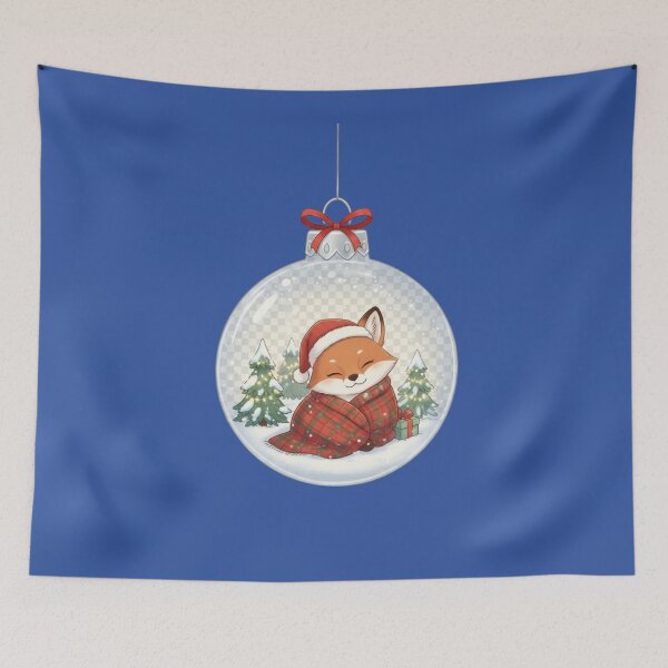 Item preview, Cozy Christmas Fox Ornament | Cute Sleeping Fox in a Holiday Bauble designed and sold by E-SarnEdge.
