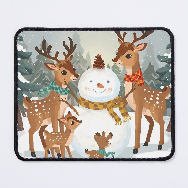 Item preview, Family of Deer Building a Snowman in the Forest designed and sold by WildlifeWhimsy.