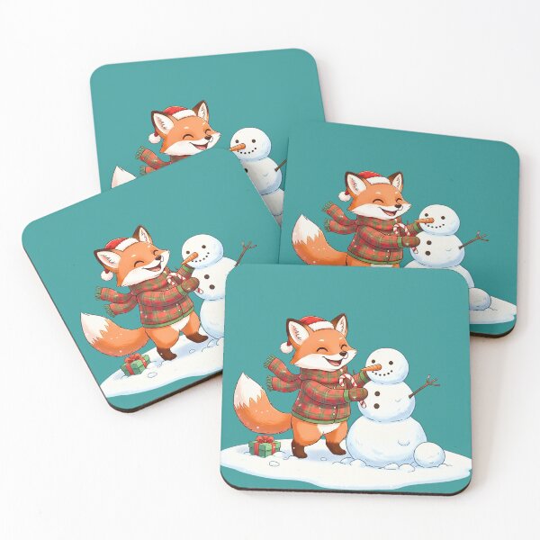 Item preview, Cute Christmas Fox Building a Snowman | Festive Winter Fun designed and sold by E-SarnEdge.
