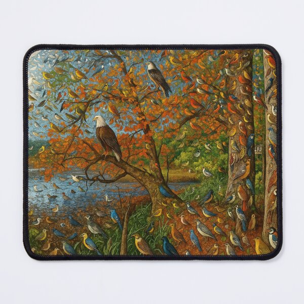 Item preview, The Feathered Landscape Hidden Birds Mosaic Art Print designed and sold by Lowtech.