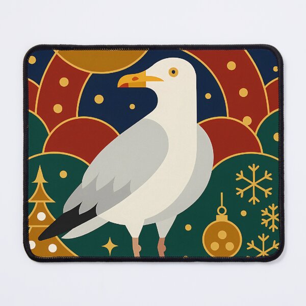 Item preview, Seagull Standing Under Crescent Moon - Art Deco Christmas Night designed and sold by White-Camel.