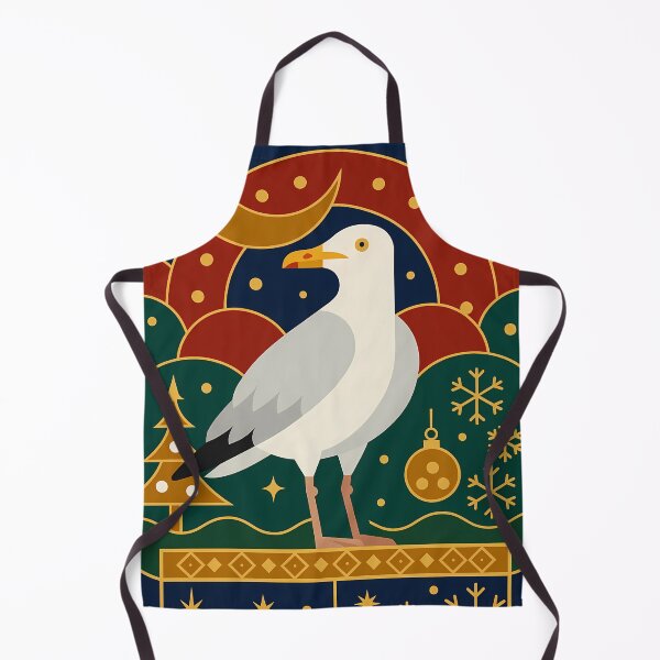 Item preview, Seagull Standing Under Crescent Moon - Art Deco Christmas Night designed and sold by White-Camel.