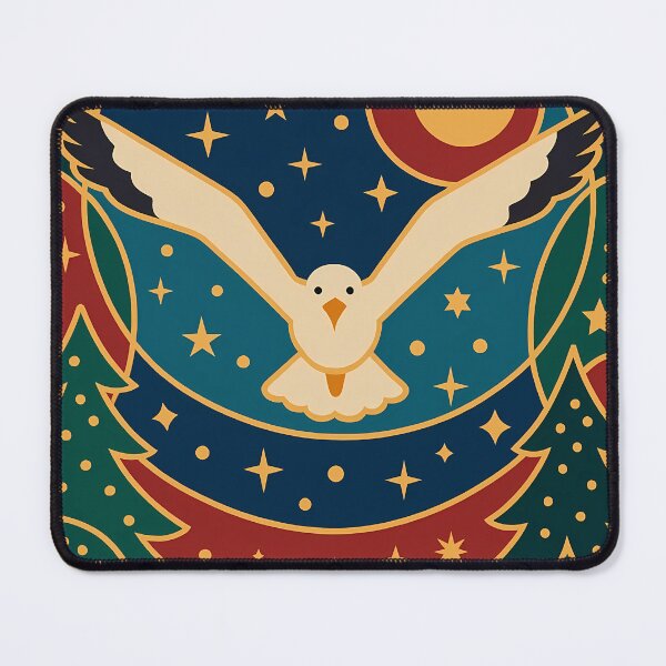 Item preview, White Seagull in Flight Under Full Moon - Art Deco Christmas Peace designed and sold by White-Camel.