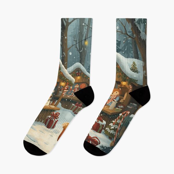 Item preview, Woodland Winter Market with Festive Animal Stalls designed and sold by WildlifeWhimsy.