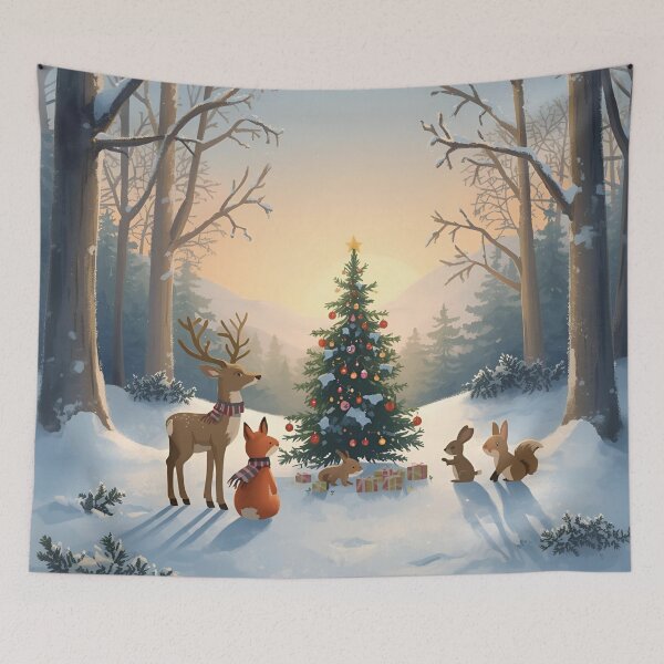 Item preview, Woodland Animals Welcoming Christmas Morning in the Snow designed and sold by WildlifeWhimsy.
