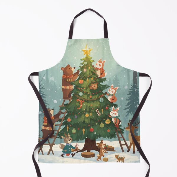 Item preview, Woodland Animals Decorating a Christmas Tree Together designed and sold by WildlifeWhimsy.