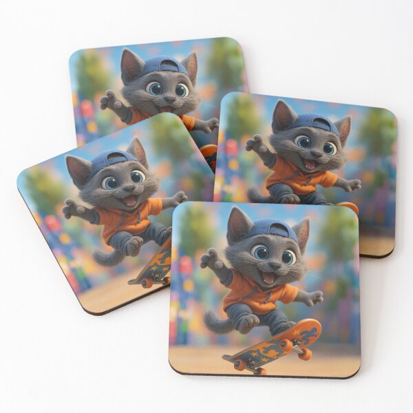Item preview, Skater Russian Blue Cat designed and sold by Sillytoe.