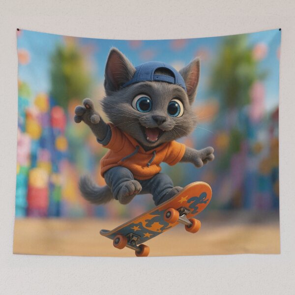 Item preview, Skater Russian Blue Cat designed and sold by Sillytoe.
