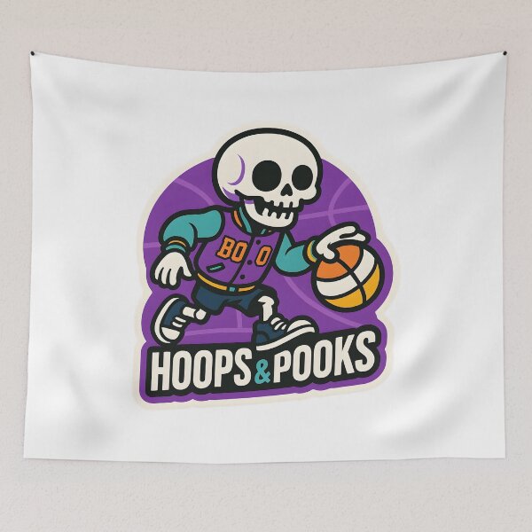 Item preview, Hoops & Pooks — Skeleton Basketball Player designed and sold by Cheerioza.