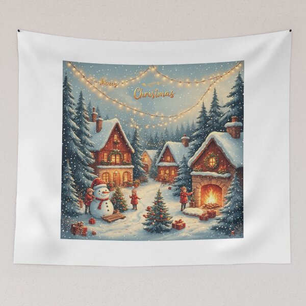 Item preview, "Merry Christmas Village – Cozy Winter Magic with Pets & Children" designed and sold by NaomiRut.