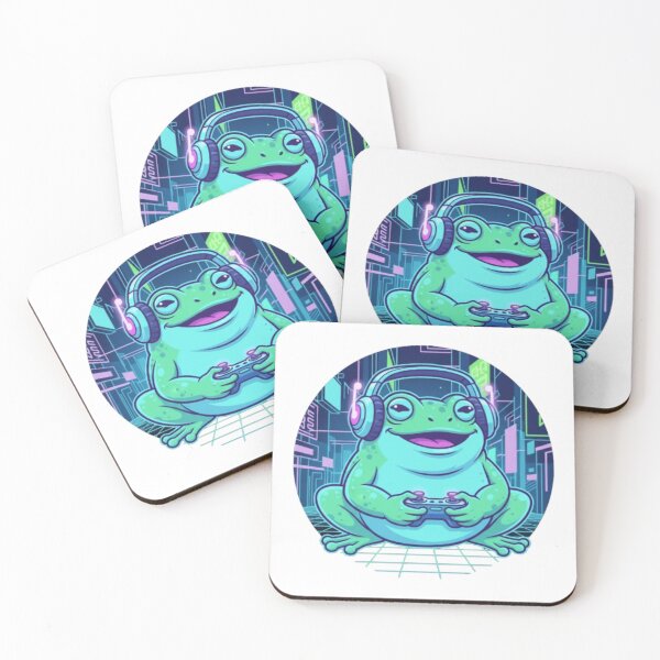 Item preview, Neon Cyberpunk Gamer Frog: Humorous Cartoon Gaming Amphibian designed and sold by zdzdesigner.