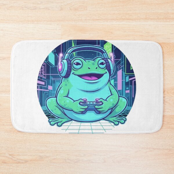 Item preview, Neon Cyberpunk Gamer Frog: Humorous Cartoon Gaming Amphibian designed and sold by zdzdesigner.