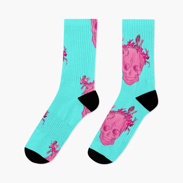 Item preview, Memento Mori—Skull Art With Latin Saying (pink and teal) designed and sold by Stoicats.