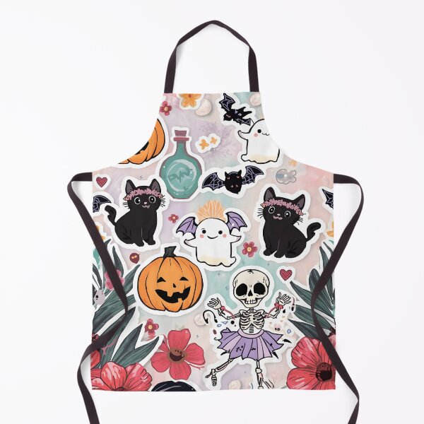 Item preview, Tropical Halloween Spooky Cute Sticker Pack - Dancing Skeleton, Kawaii Black Cat, and Floral Decals designed and sold by MoonlitDoodles1.