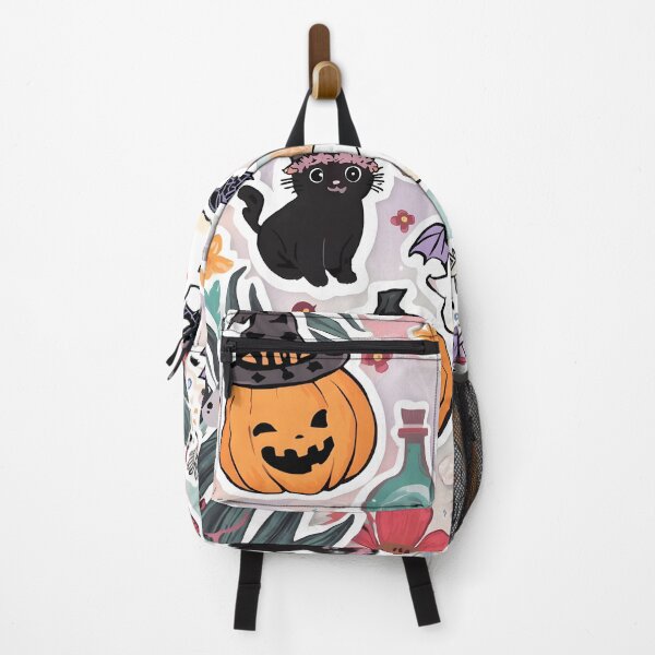 Item preview, Tropical Halloween Spooky Cute Sticker Pack - Dancing Skeleton, Kawaii Black Cat, and Floral Decals designed and sold by MoonlitDoodles1.