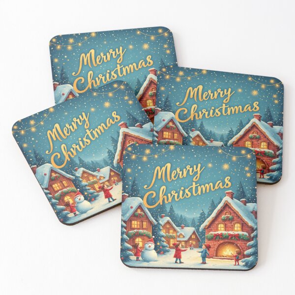 Item preview, "Golden Christmas Night – Festive Village Under Starry Skies" designed and sold by NaomiRut.