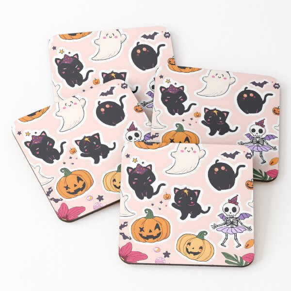 Item preview, Pastel Tropical Spooky Cute Sticker Pack - Kawaii Cats, Dancing Skeleton, and Floral Decals designed and sold by MoonlitDoodles1.