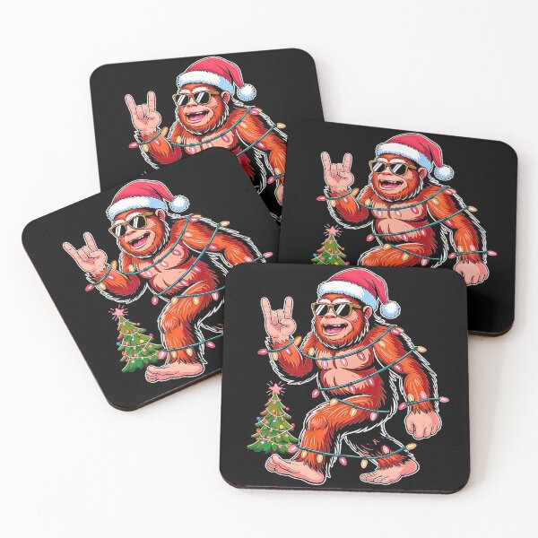 Item preview, Funny Bigfoot Christmas Tree Carrying Santa Hat Holiday Xmas designed and sold by FerminVigo.
