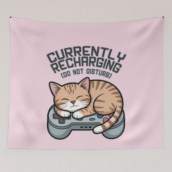 Item preview, Currently Recharging (Do Not Disturb) – Cute Cozy Gamer Cat Design designed and sold by DeesDeesigns.