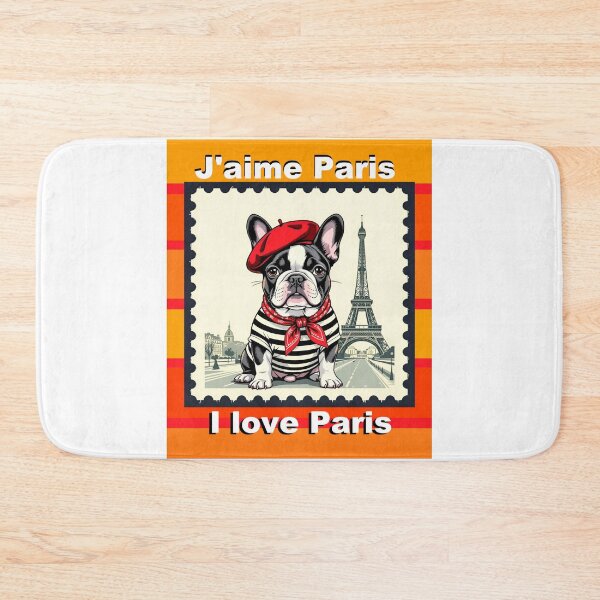 Item preview, I Love Paris Chic French Bulldog in Paris Stamp (Frenchie Lover Gift, Frenchie Mom & Dad Tee/Mug) designed and sold by StickersNQuotes.