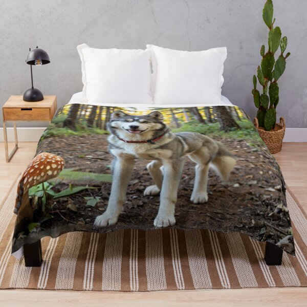 Item preview, Siberian Husky on Forest Trail with Mushrooms designed and sold by SassyArtistry.