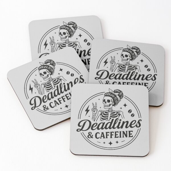 Item preview, Funny Skeleton Mom – Deadlines & Caffeine designed and sold by KaurisDigital.