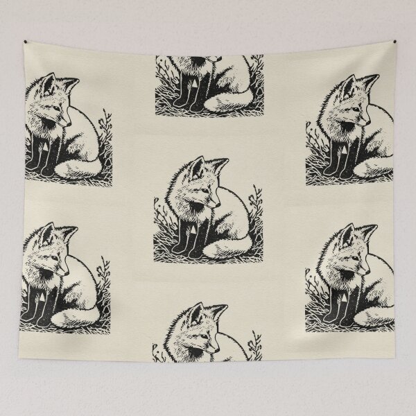 Item preview, Lino cut baby fox designed and sold by MendaciousMina.