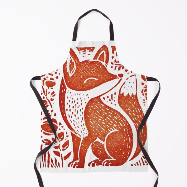 Item preview, Lino cut dark orange fox designed and sold by MendaciousMina.