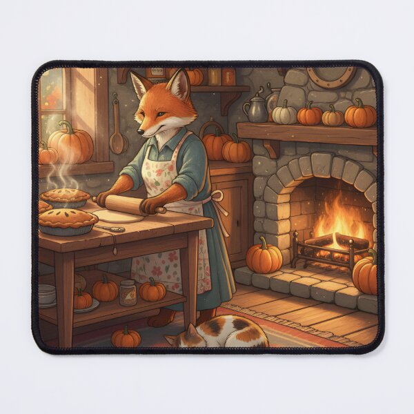 Item preview,  Cozy Autumn Fox Baking Pumpkin Pie Art | Whimsical Fall Kitchen Decor designed and sold by VibranPalette.